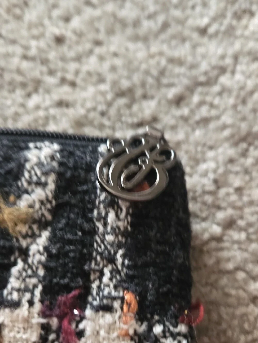 Vera Bradley Black Tweed Floral Wristlet Clutch with Multicolor Flowers